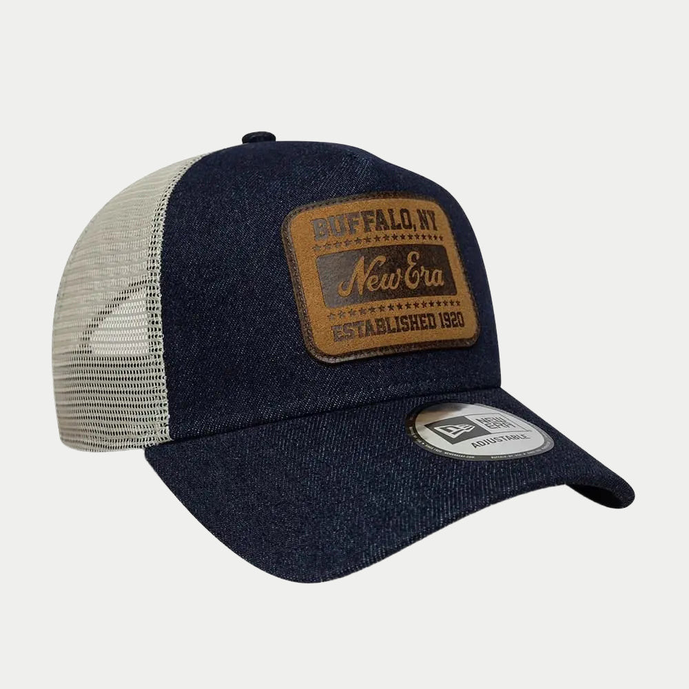 Casquette 9FORTY A-Frame Trucker New Era Patch Denim - Bleu Foncé - New Era