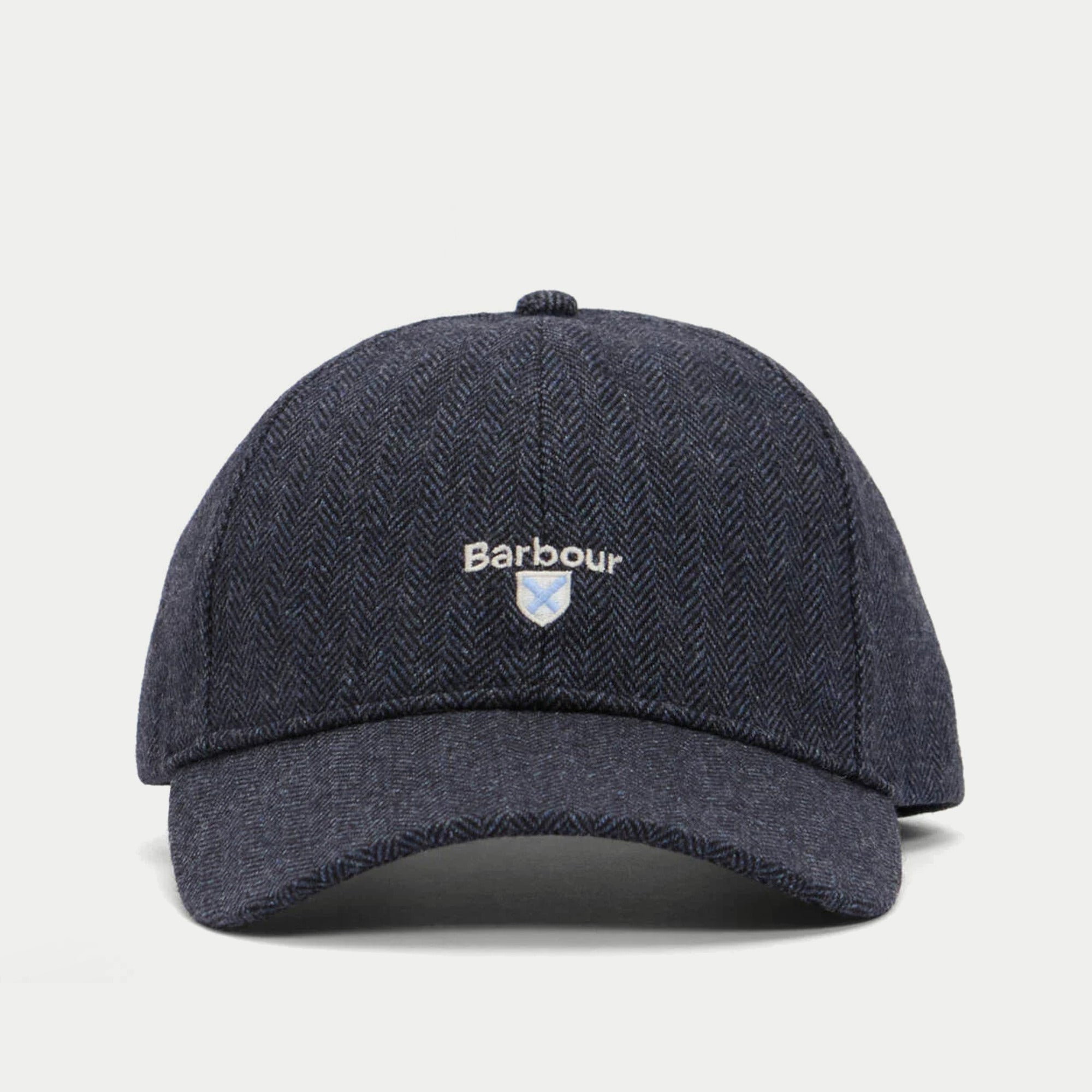 Casquette Barlow marine Barbour - vue de face, écusson Barbour brodé sur le devant
