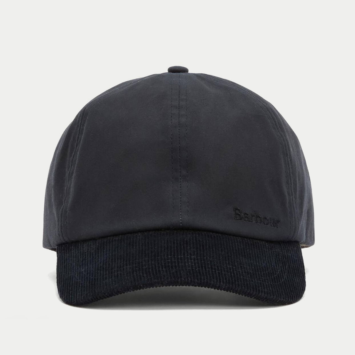 Casquette Ashby marine Barbour - vue de face, broderie Barbour sur le devant