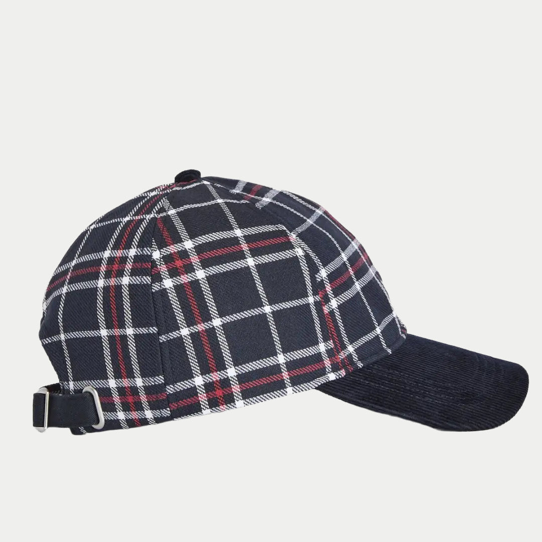Profil droit de la casquette Benson, visière en velours côtelé Bleu Marine