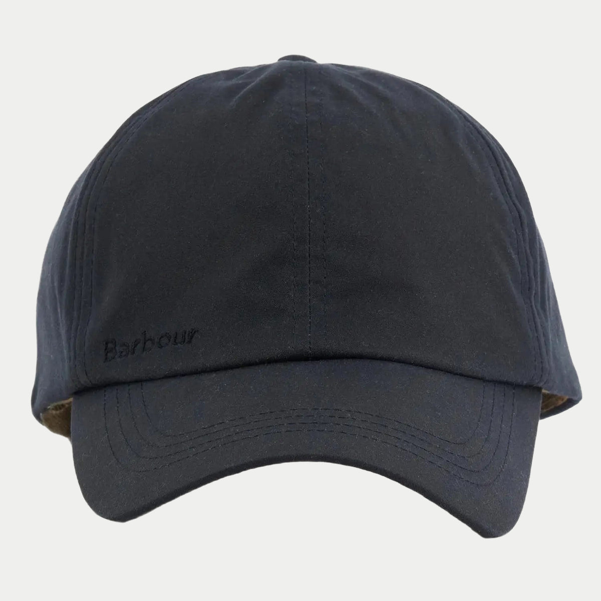 Casquette Wax Sports Navy Barbour - vue de face, broderie Barbour ton sur ton sur le panneau avant