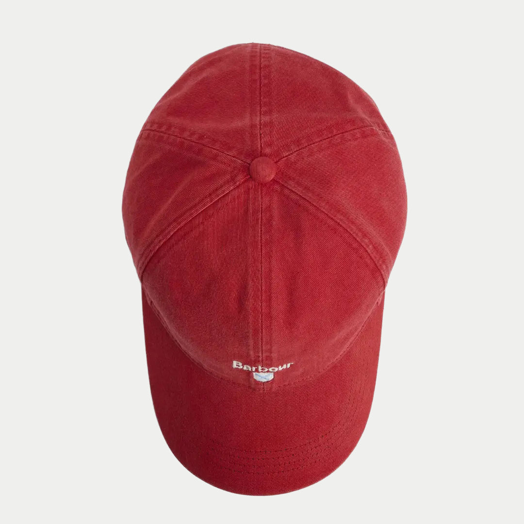 Casquette Cascade Lava vue de dessus, six panneaux et bouton recouvert au sommet