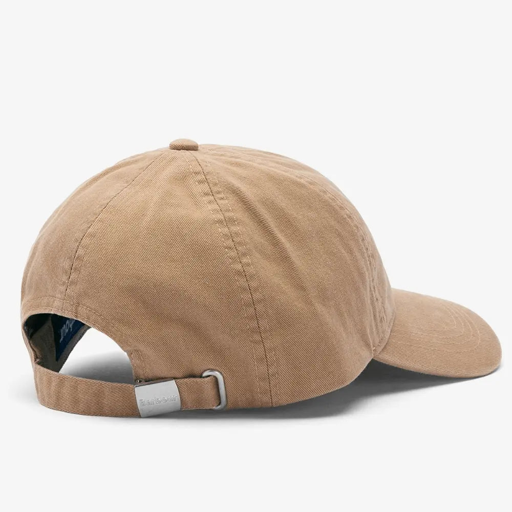 Dos de la casquette Cascade Stone : sangle beige, boucle métal et doublure Bleu Marine