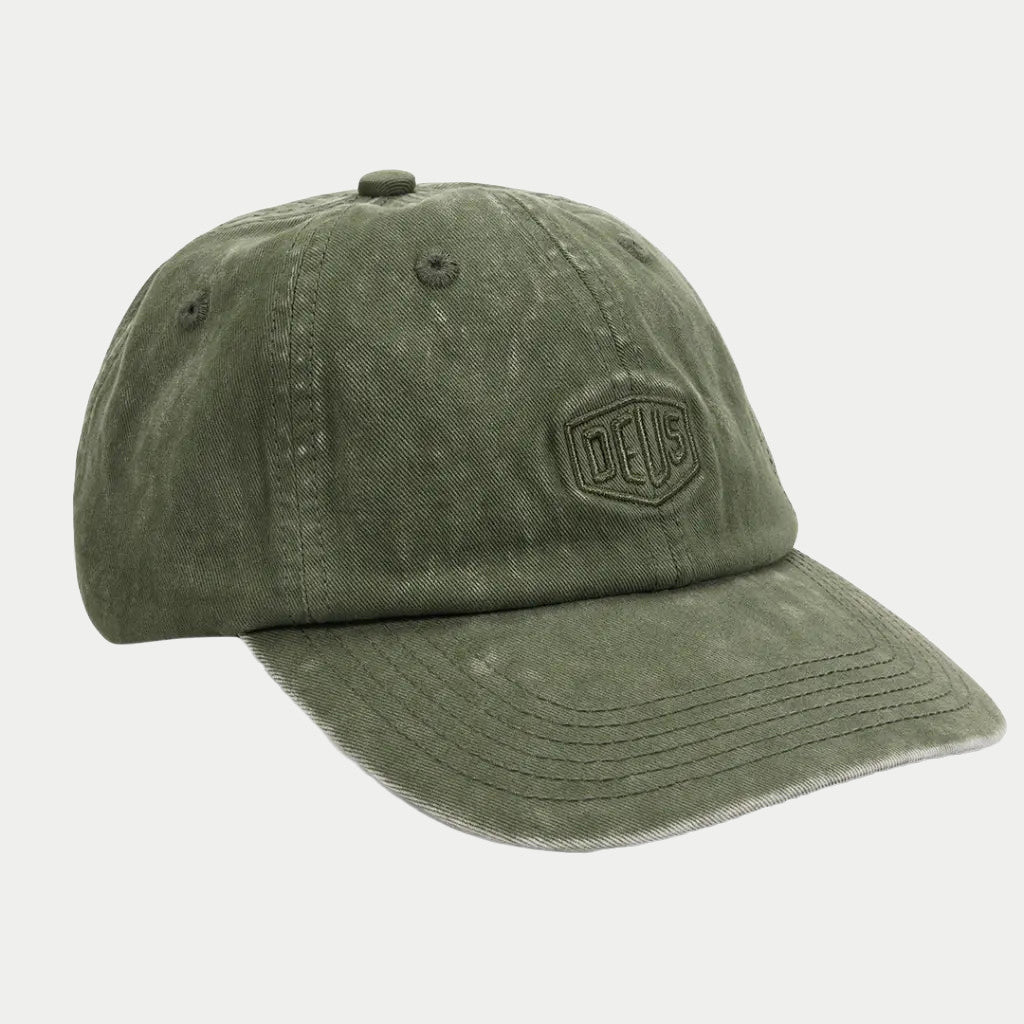 Casquette Garment Dyed Cypress, dad cap vert kaki délavé à bouclier brodé ton sur ton