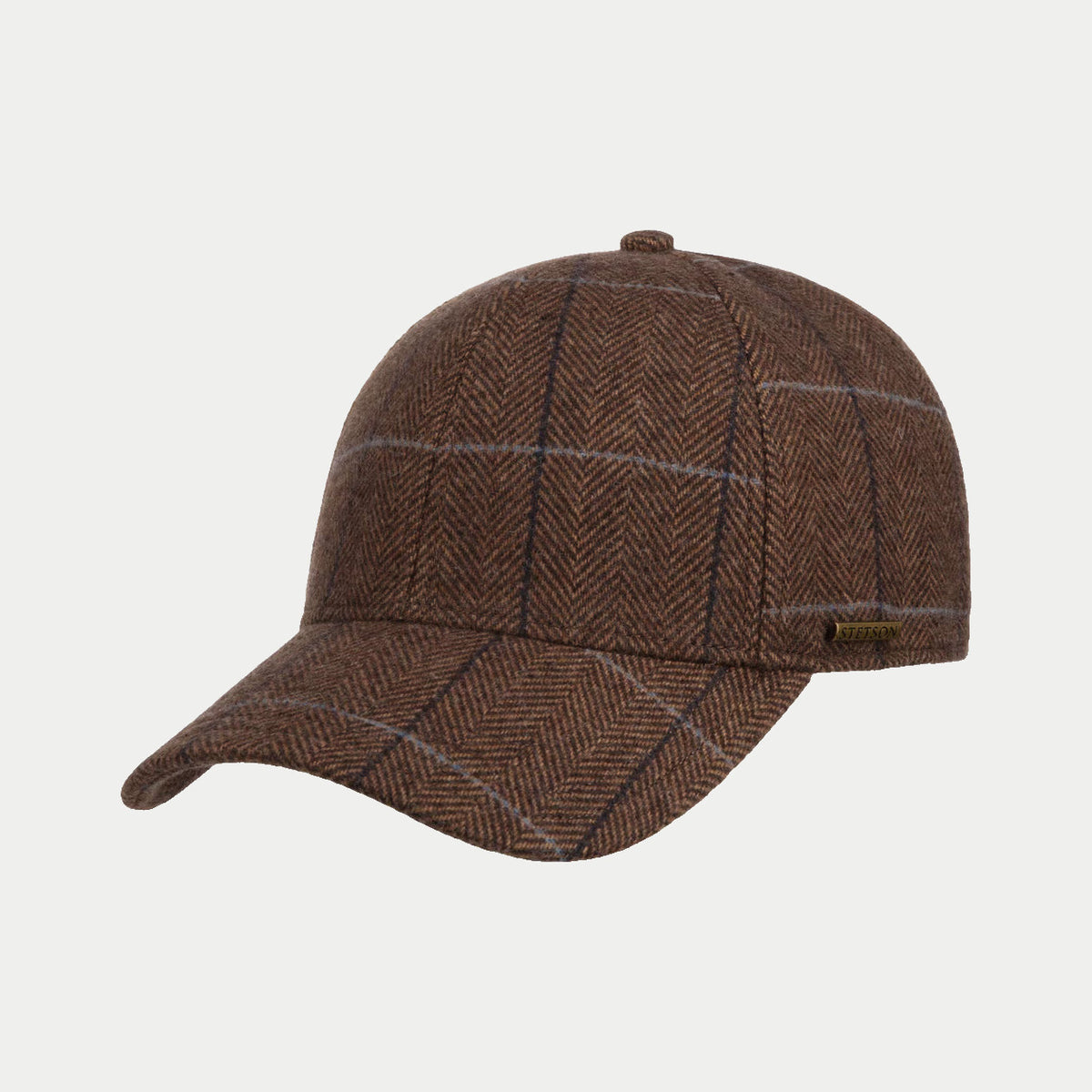 Casquette Kinty Stetson marron de trois quarts, cache-oreilles repliés à l'intérieur