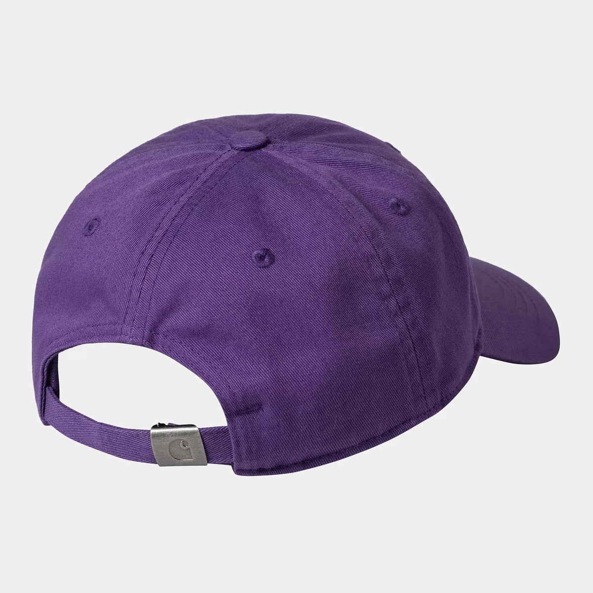 Casquette Madison Huckleberry vue de dos, panneaux violets à œillets ton sur ton et sangle réglable à boucle métal