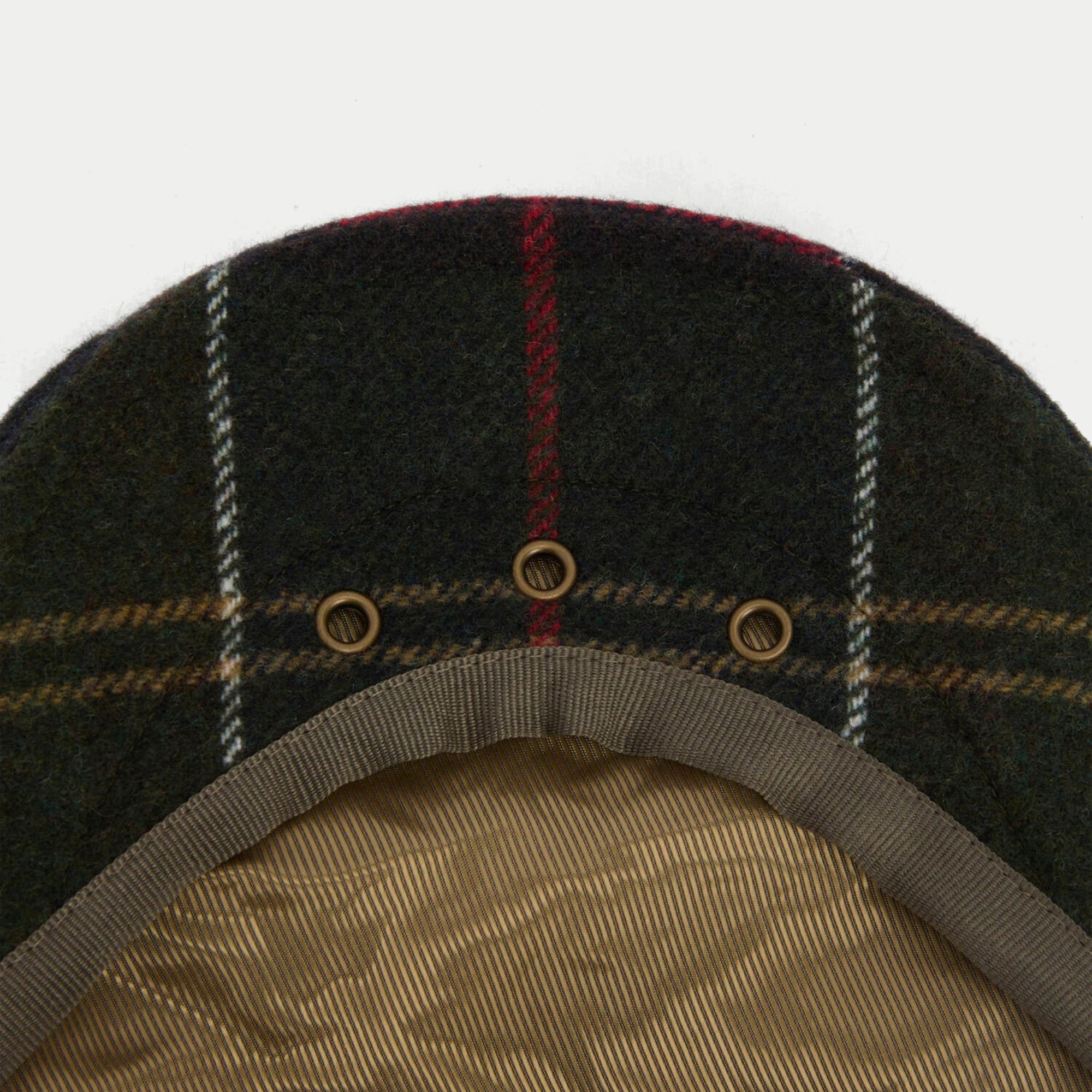 Casquette plate Gallingale tartan Barbour - intérieur, doublure et œillets d'aération laiton
