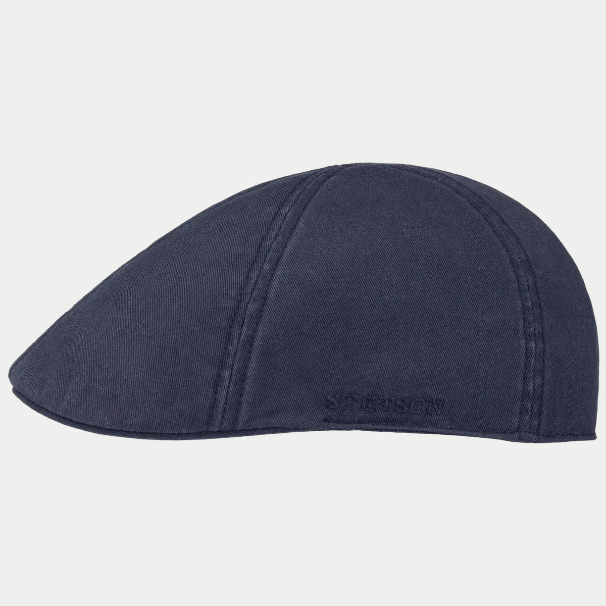 Casquette plate Texas en coton lavé bleu marine, vue de profil, visière courte