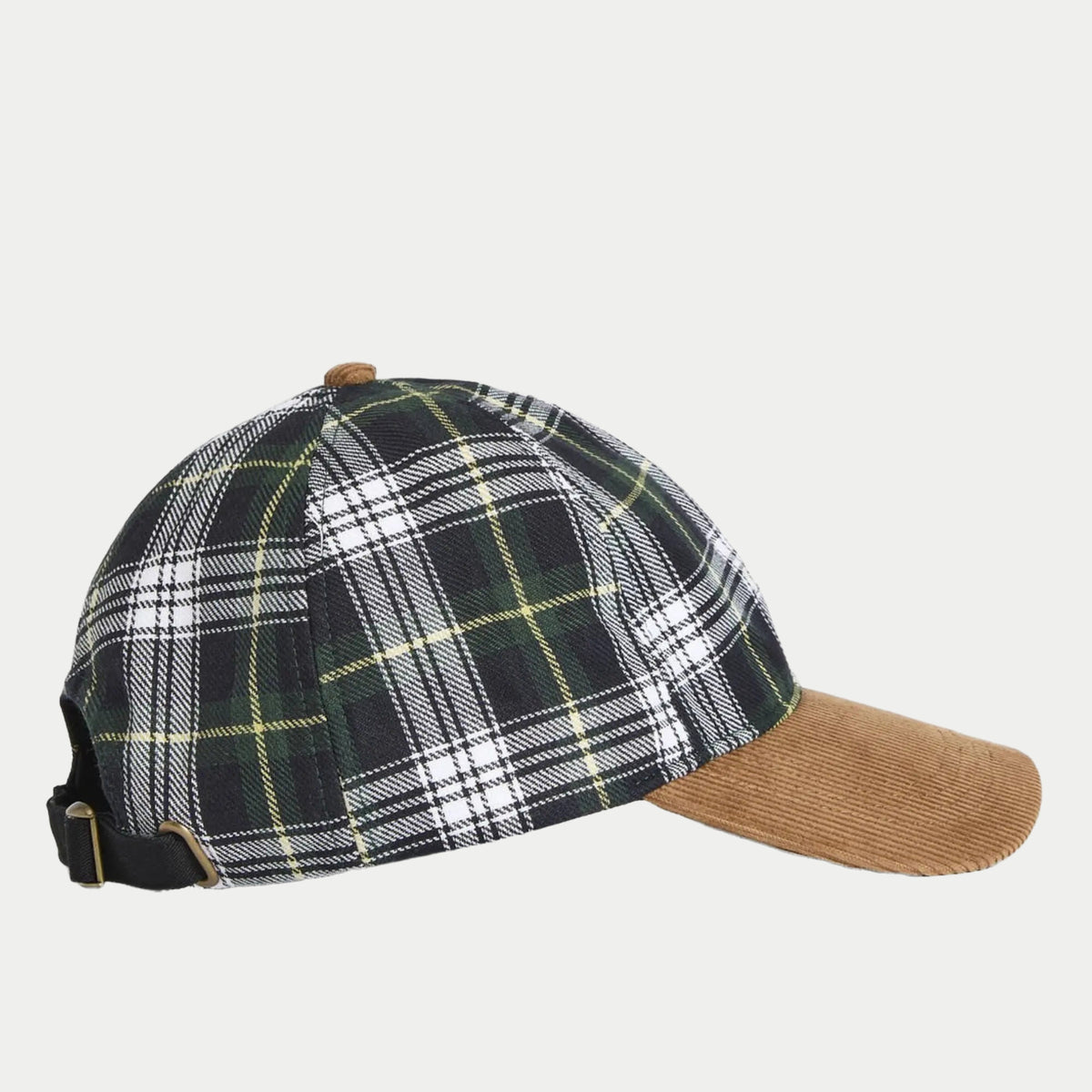 Profil droit de la casquette Benson Dress Gordon, visière en velours côtelé camel