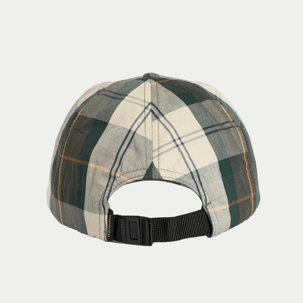 Dos de la casquette Telfield, sangle tissée noire et boucle clip à pincer