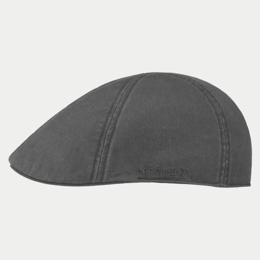 Casquette plate Texas en coton lavé gris anthracite, vue de profil