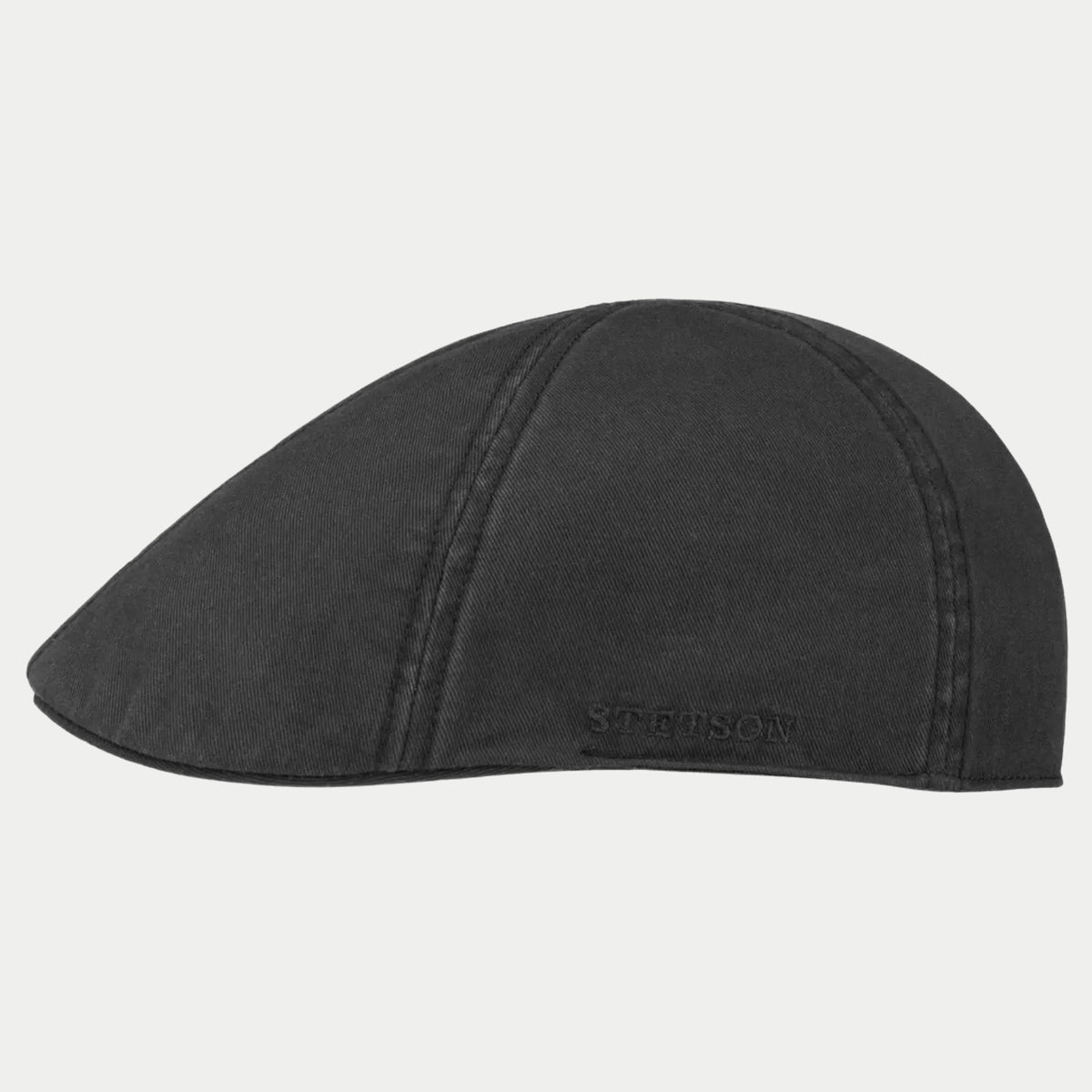 Casquette plate Stetson Texas noire en coton, broderie logo Stetson