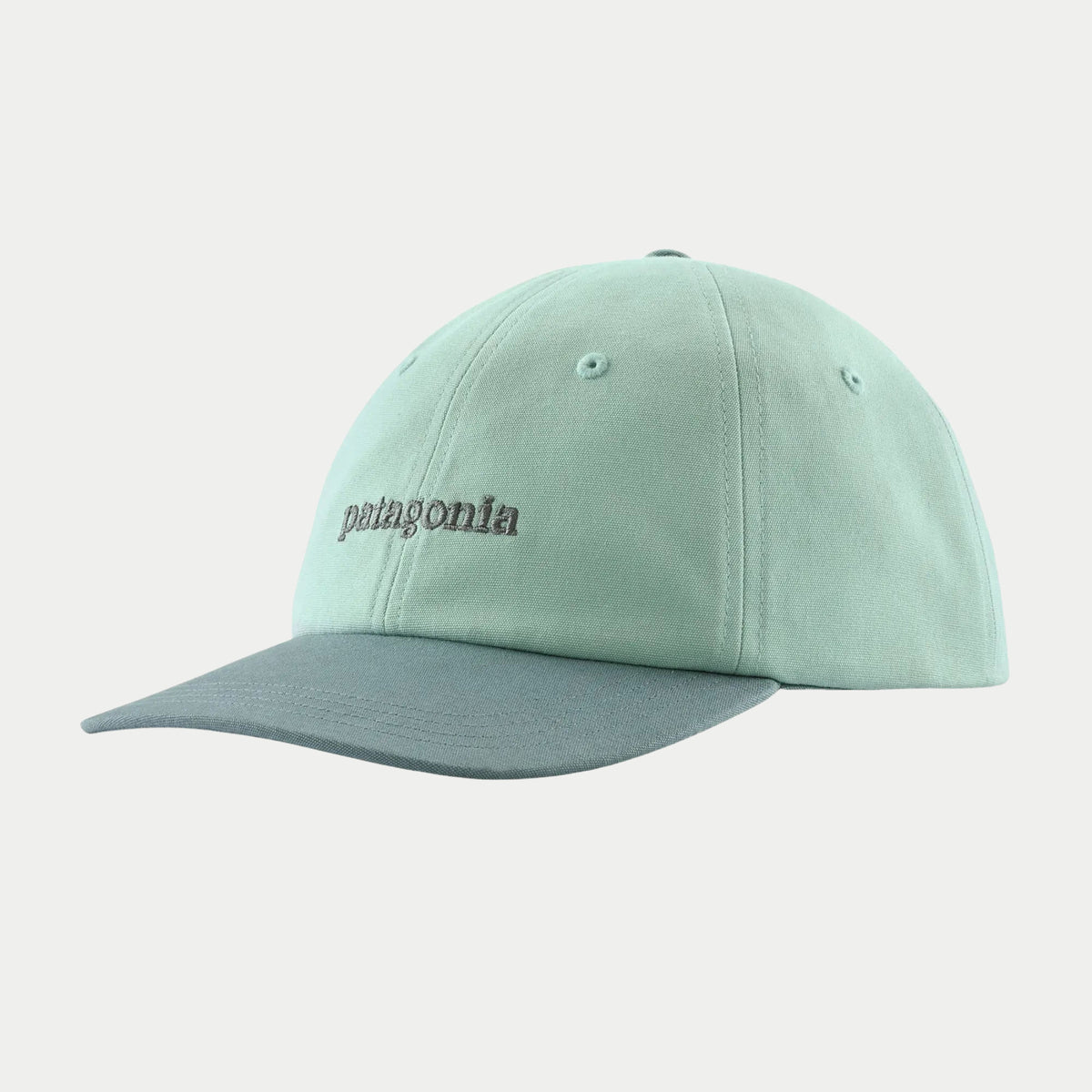 Casquette Text Logo Thin Ice : calotte vert céladon très pâle et visière bleu-gris contrastée