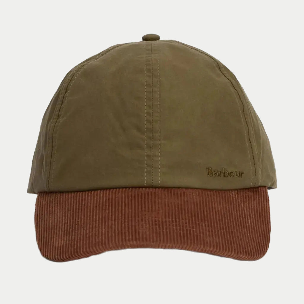 Casquette Transport Dusky Green de face, contraste entre calotte olive et visière terracotta