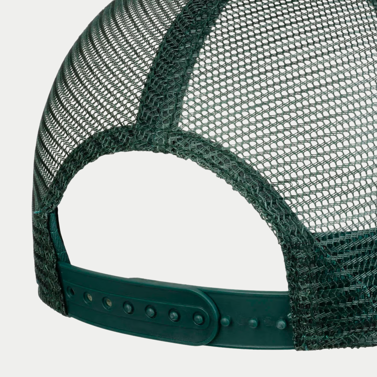 Dos de la casquette trucker American Heritage Stetson : filet vert sapin et snapback à crans ton sur ton