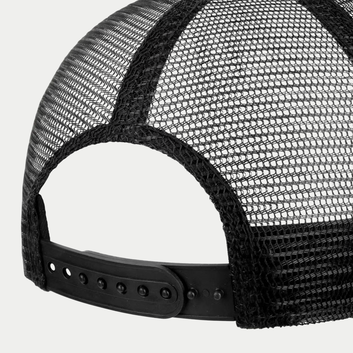 Dos de la casquette trucker Highway Stetson gris et noir : filet noir et fermeture snapback à crans noire
