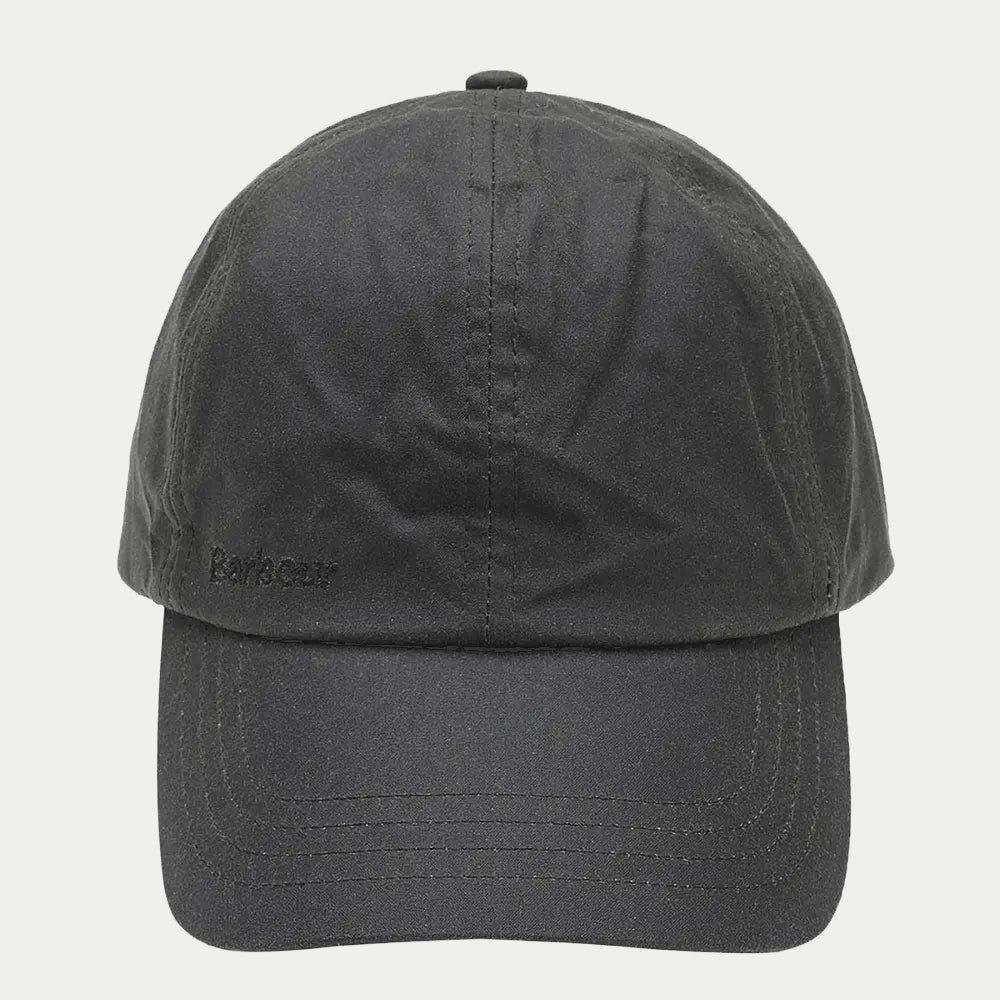 Casquette Wax Sage de face, logo brodé ton sur ton et visière largement surpiquée