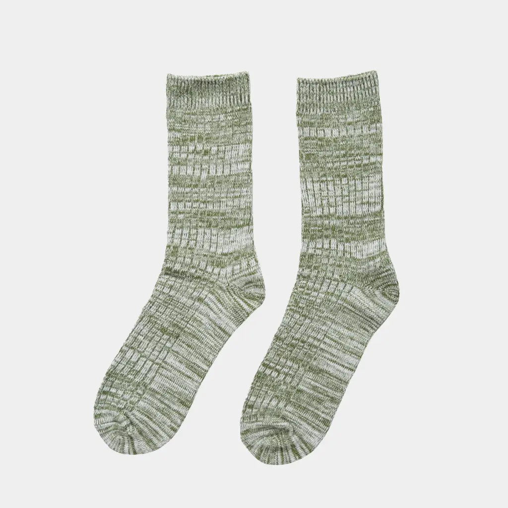 Paire de Chaussettes du Jardinier vertes à plat, bord-côte de tige et talon renforcé