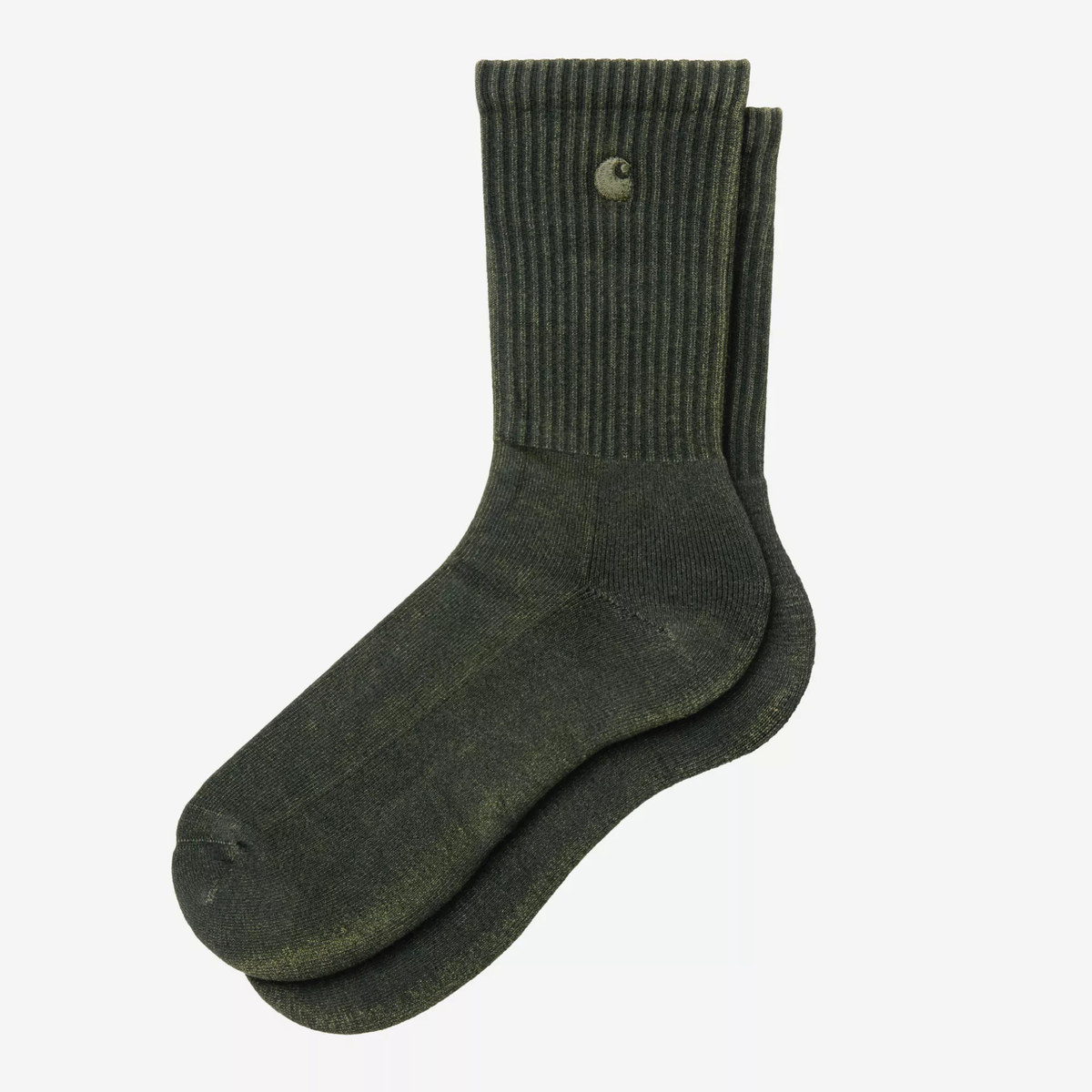 Chaussettes Lambert Raven Carhartt WIP, paire à plat superposée : tige côtelée, logo C brodé beige clair