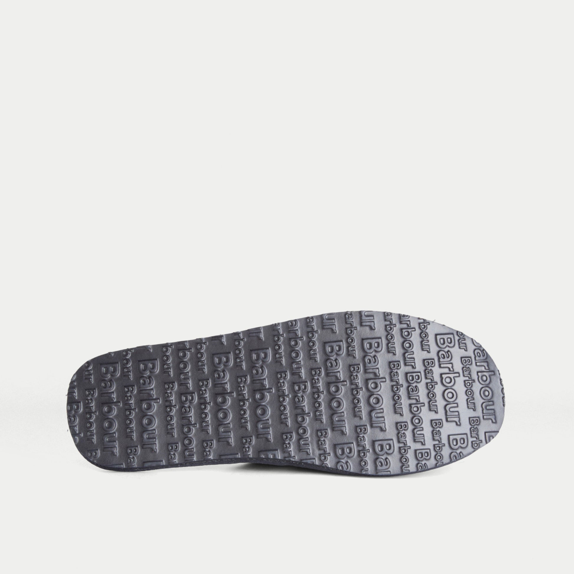 Semelle extérieure des chaussons Everitt Tartan Barbour, caoutchouc gris et marine au lettrage Barbour en relief