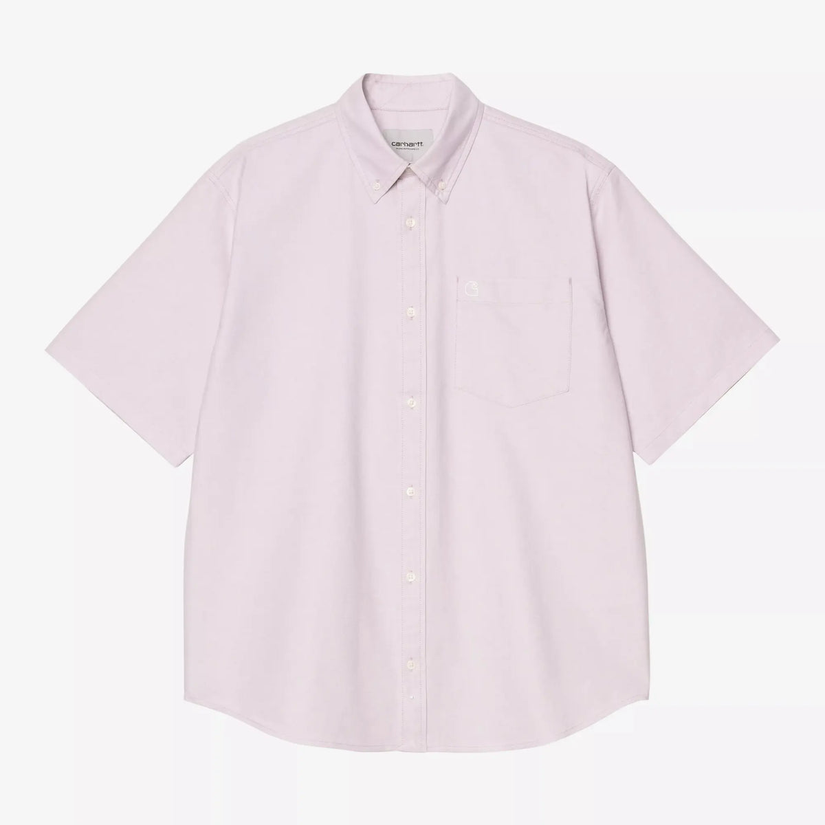 Chemise Braxton Gentle Purple Carhartt WIP : oxford lilas pâle, col boutonné, poche poitrine à C brodé