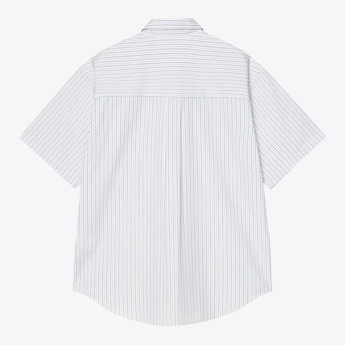 Dos de la chemise Keene rayée à plat : empiècement d'épaule, pli d'aisance central et base arrondie