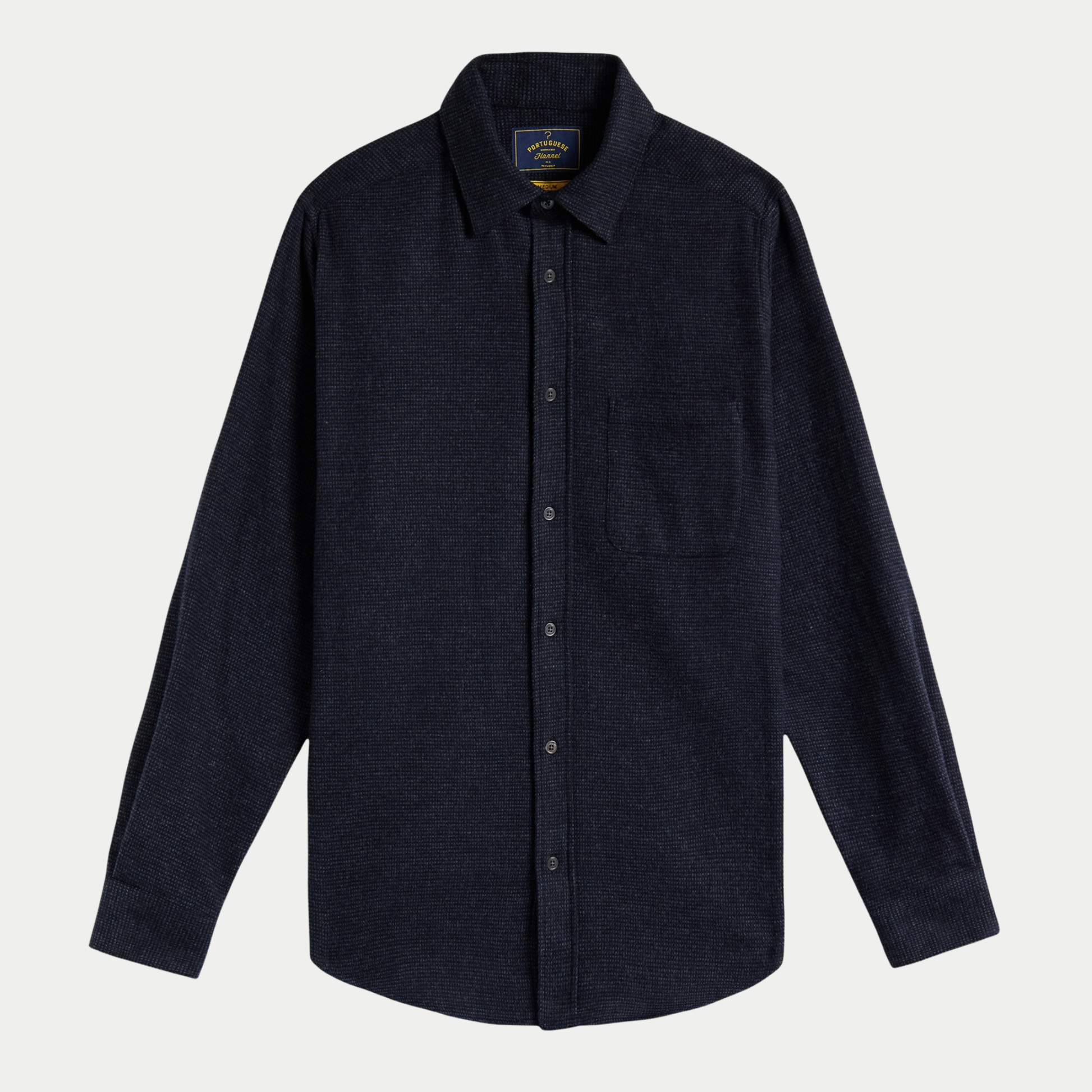Chemise Sounds en flanelle micro-carreaux gris ardoise, vue de face à plat