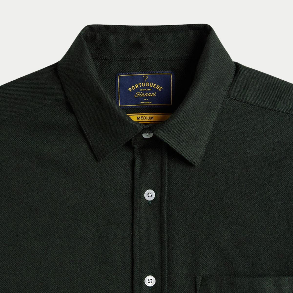 Col classique et étiquette Portuguese Flannel de la chemise Teca Vert Forêt