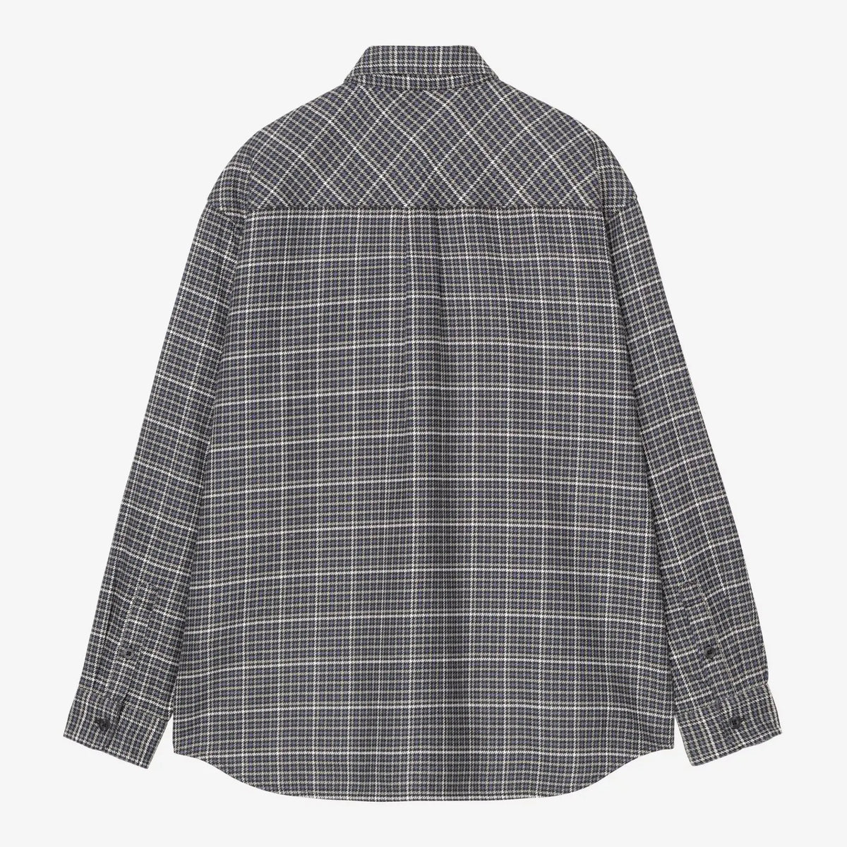 Chemise Carhartt WIP Todrick bleu-gris vue de dos à plat, empiècement au dos et pli central