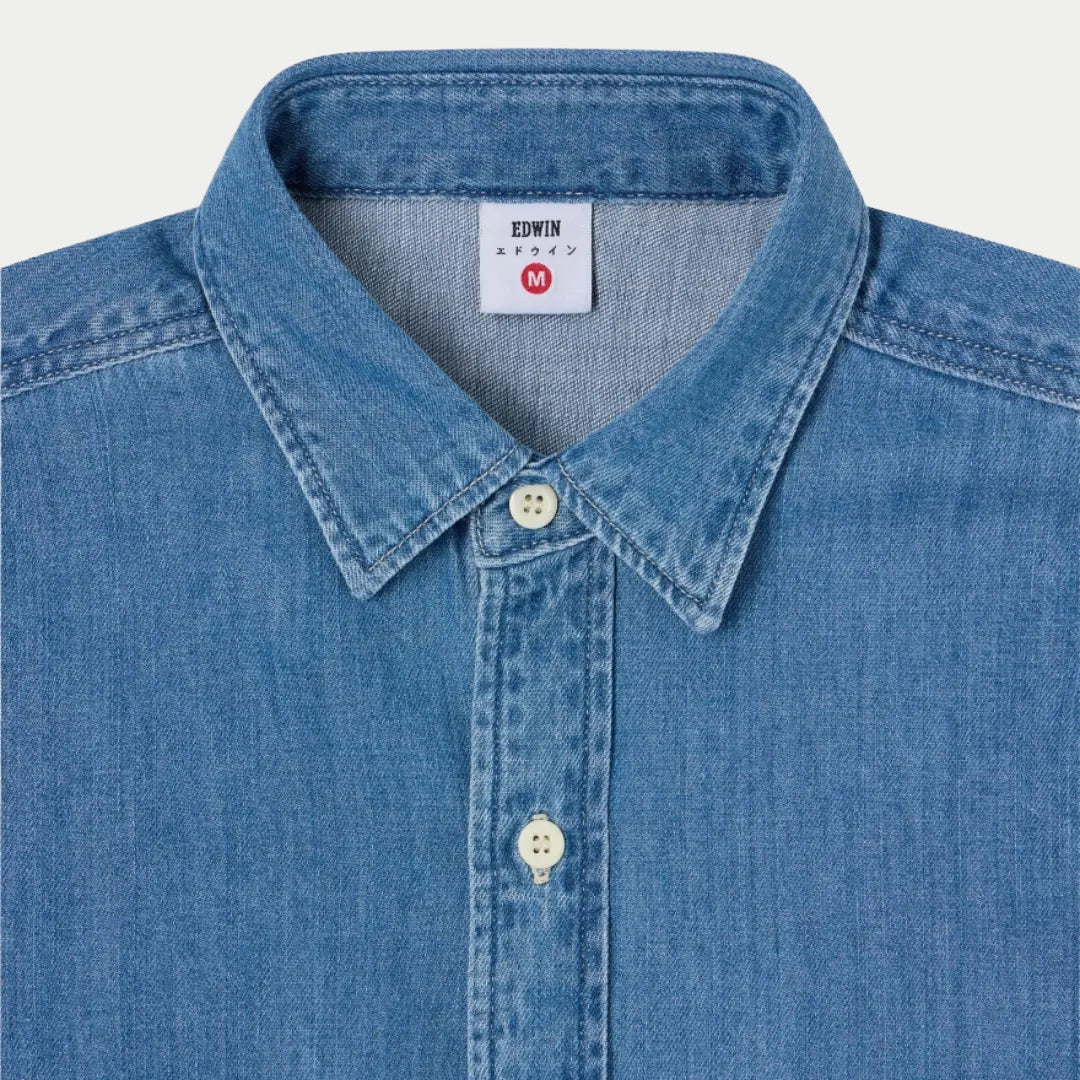 Chemise Work - Blue Light Used - Edwin - détail 2