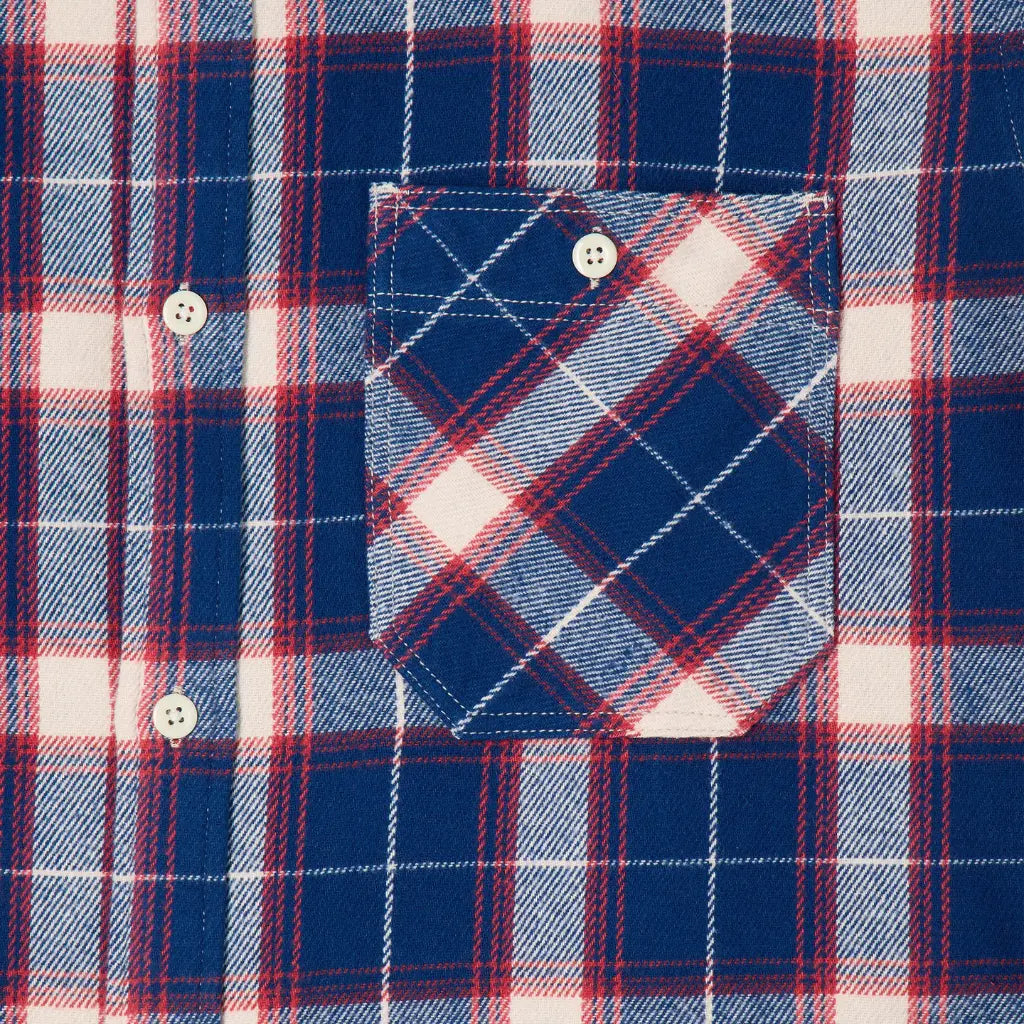 Chemise Works Marine et Rouge - Edwin - détail 4