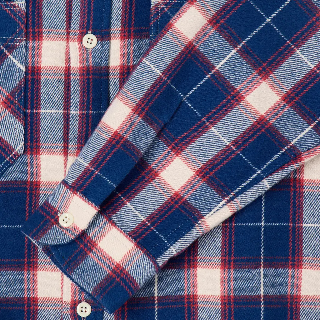 Chemise Works Marine et Rouge - Edwin - détail 6