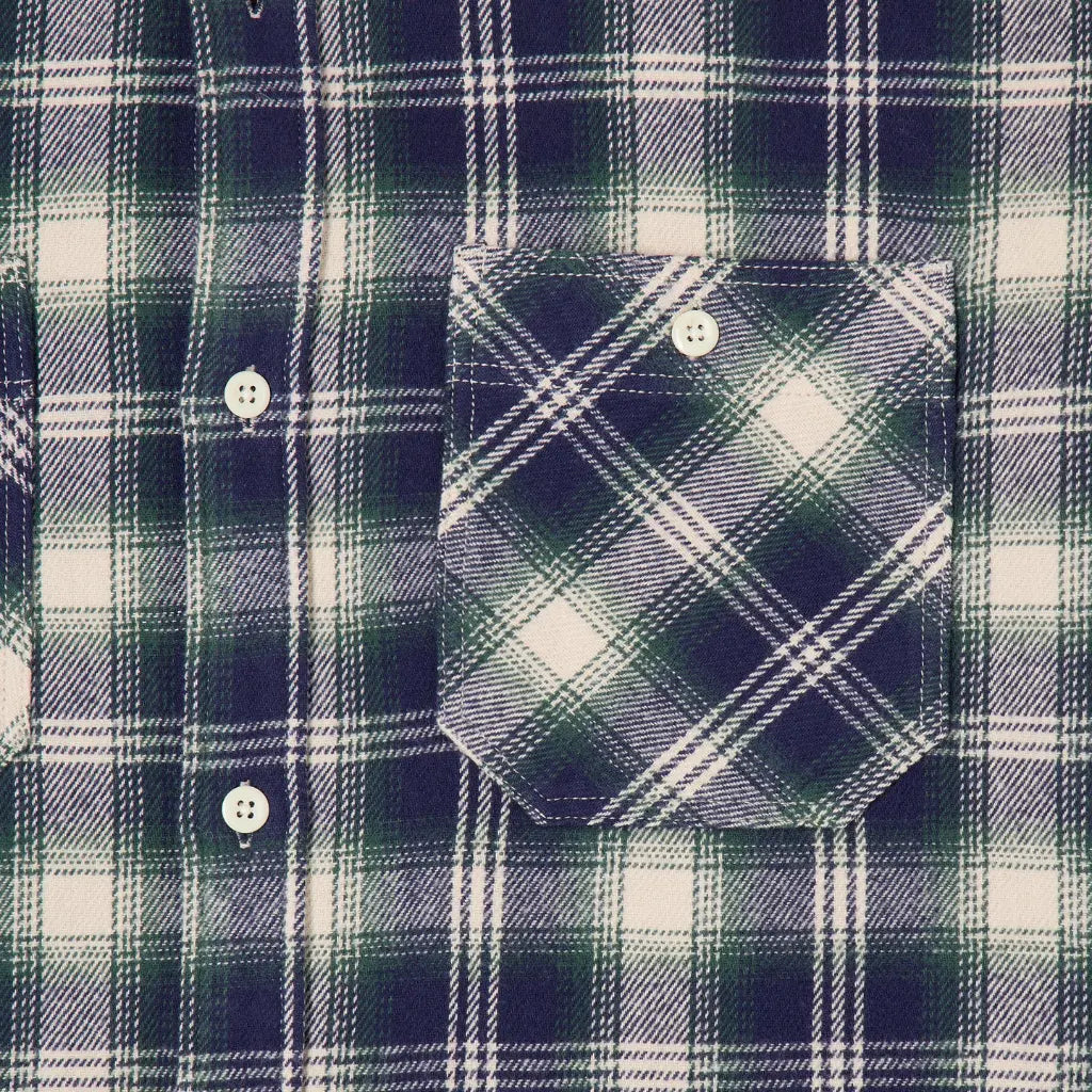 Chemise Works Marine et Vert - Edwin - détail 4
