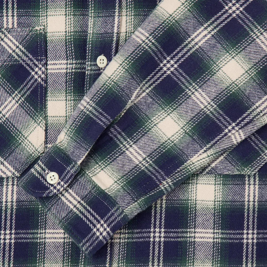 Chemise Works Marine et Vert - Edwin - détail 6