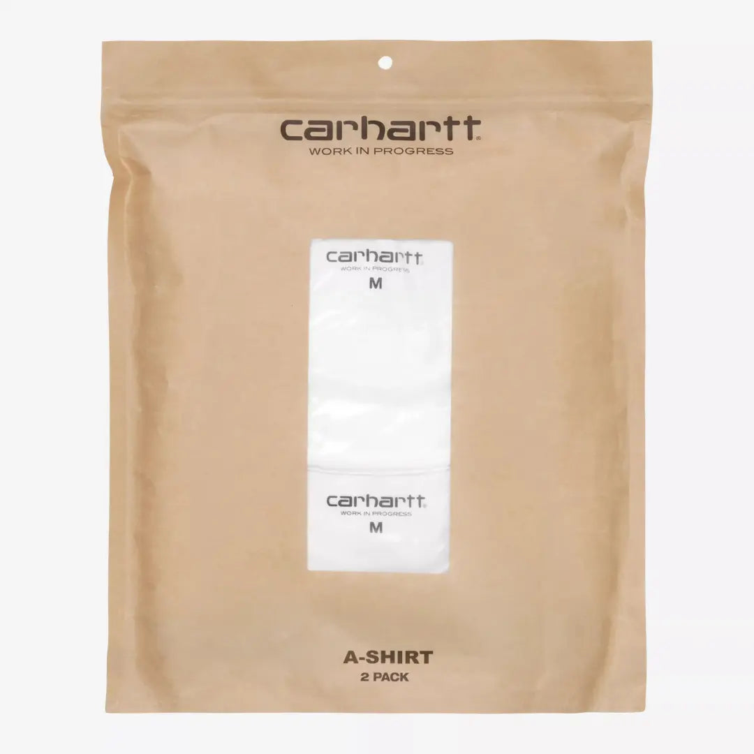 Pochette kraft A-Shirt 2 Pack, fenêtre transparente sur les deux débardeurs blancs pliés et étiquetés