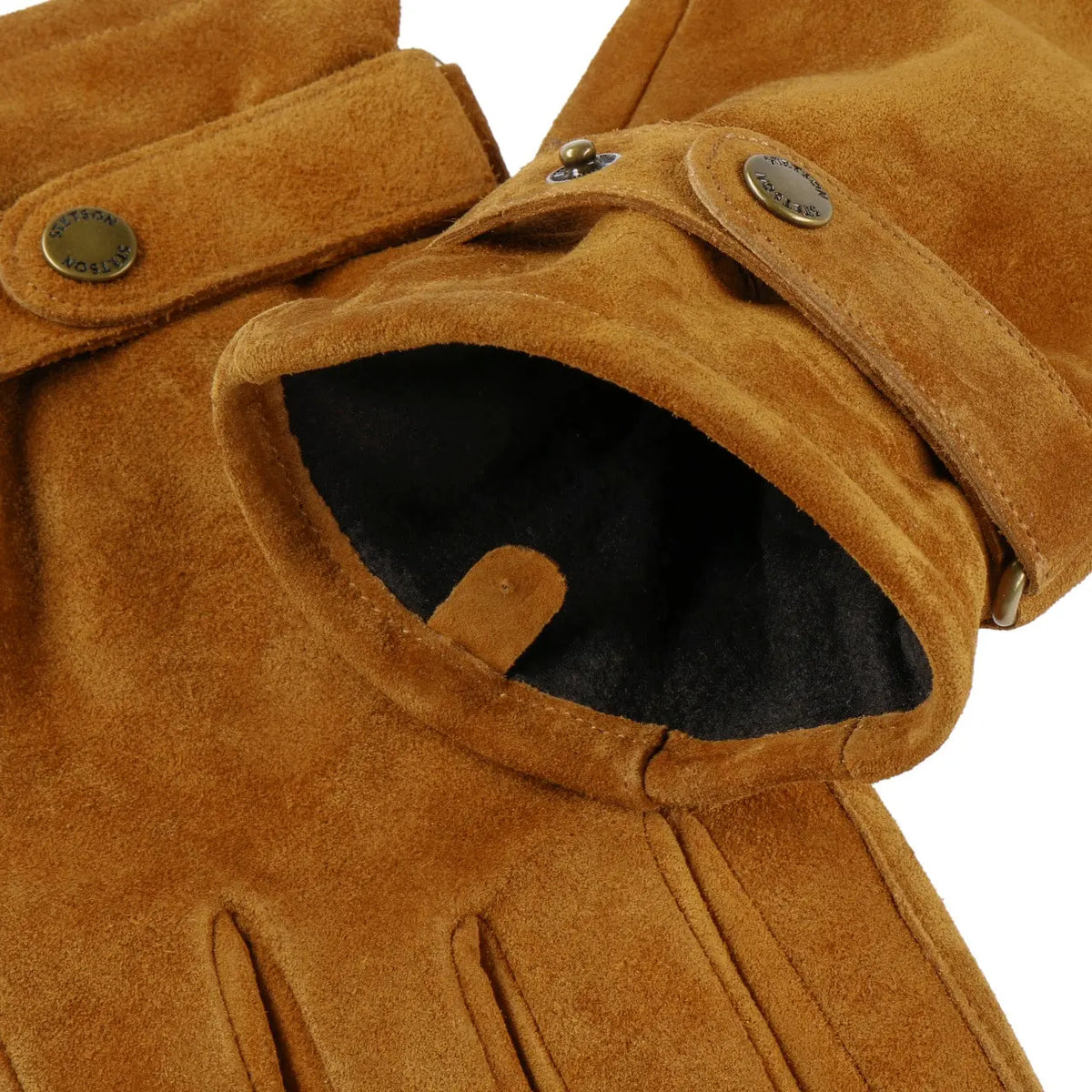 Ouverture du gant Revetal : doublure noire en micropolaire et patte à pression