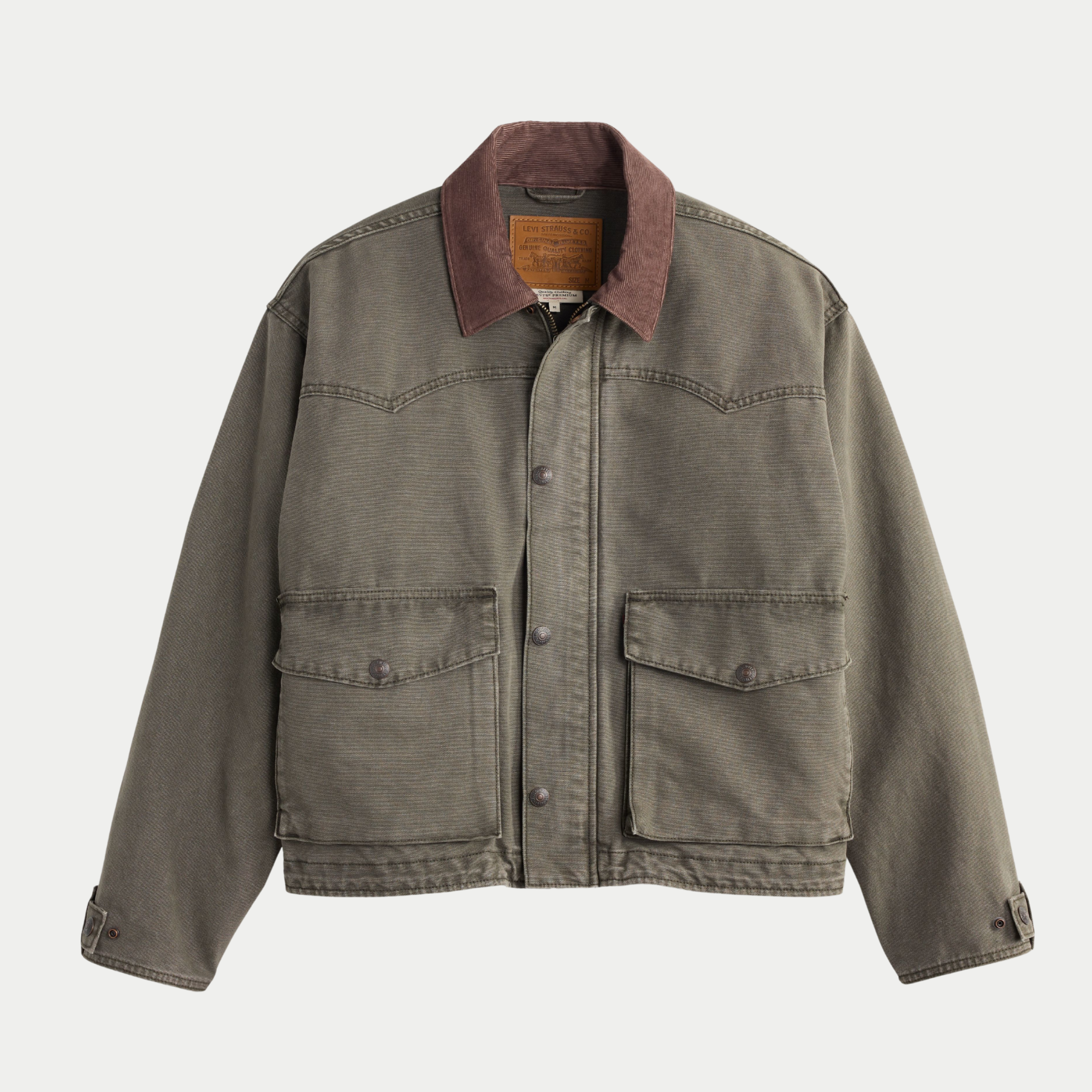 Veste Hilltop Levi's kaki At That Point à plat, col en velours côtelé marron