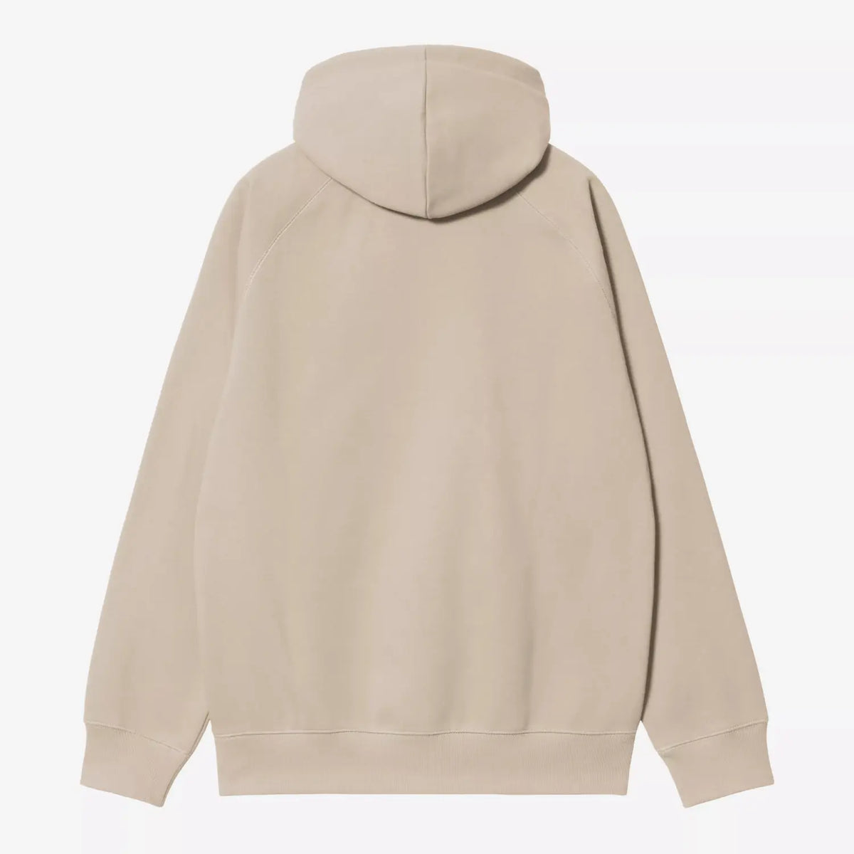 Dos à plat du sweat à capuche Chase Fleur de Sel, beige sable uni, coutures raglan et bas en bords-côtes