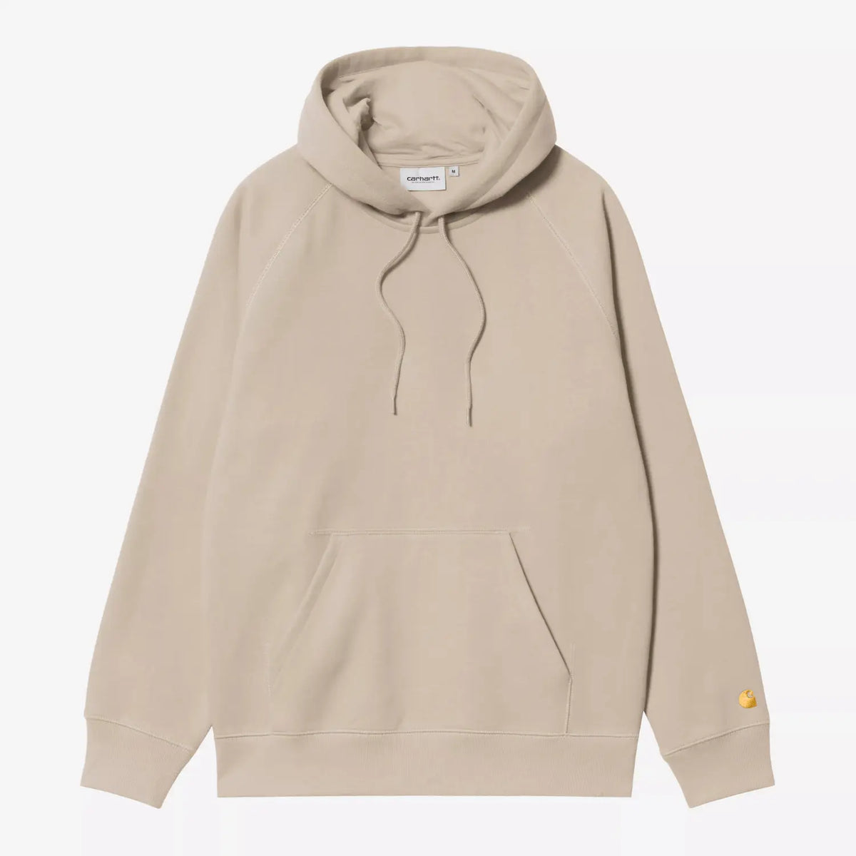 Hoodie Chase Carhartt WIP Fleur de Sel à plat de face, molleton beige sable, cordons et poche kangourou