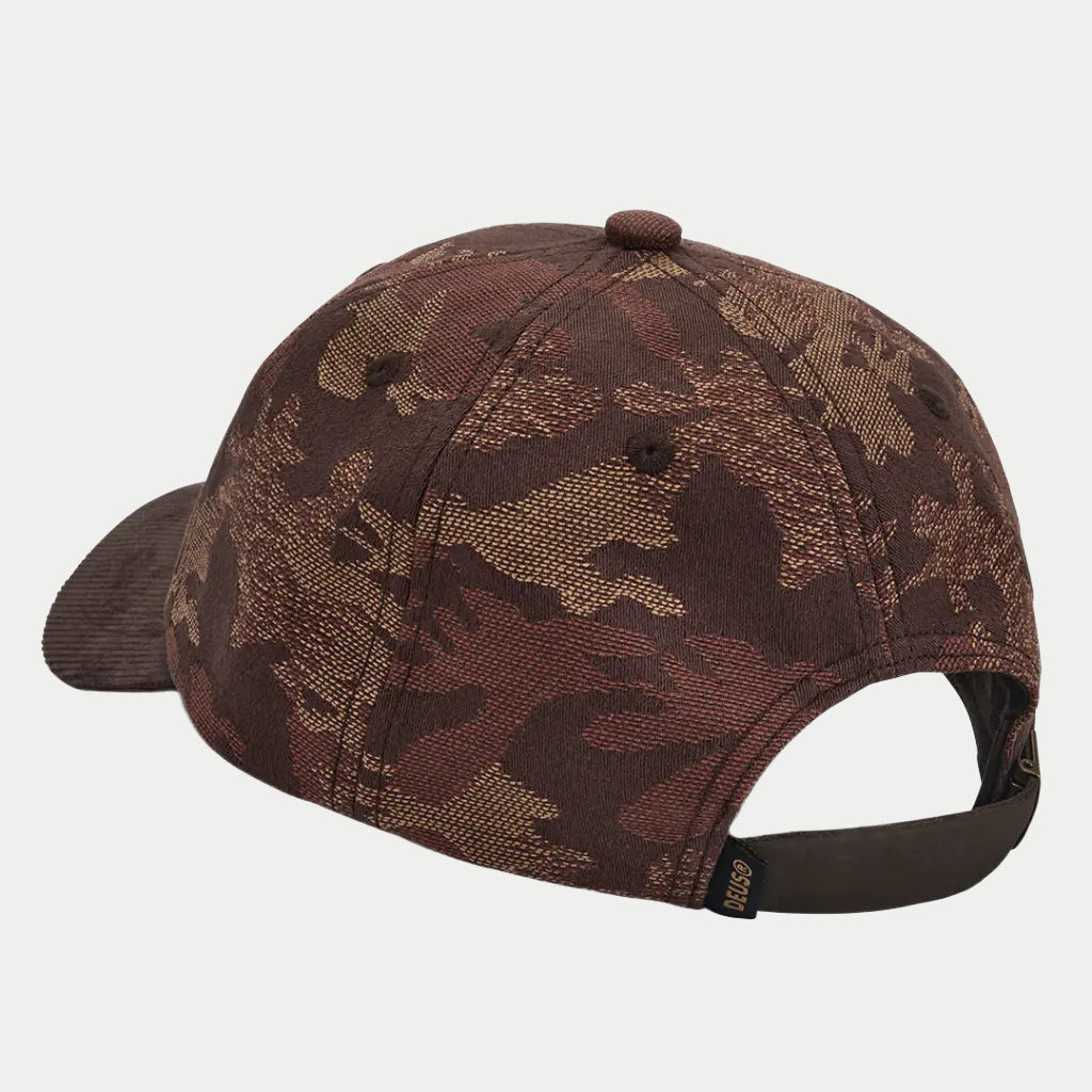 Idaho Cap Auburn de dos, camouflage tissé brun et sangle réglable marron à boucle métal