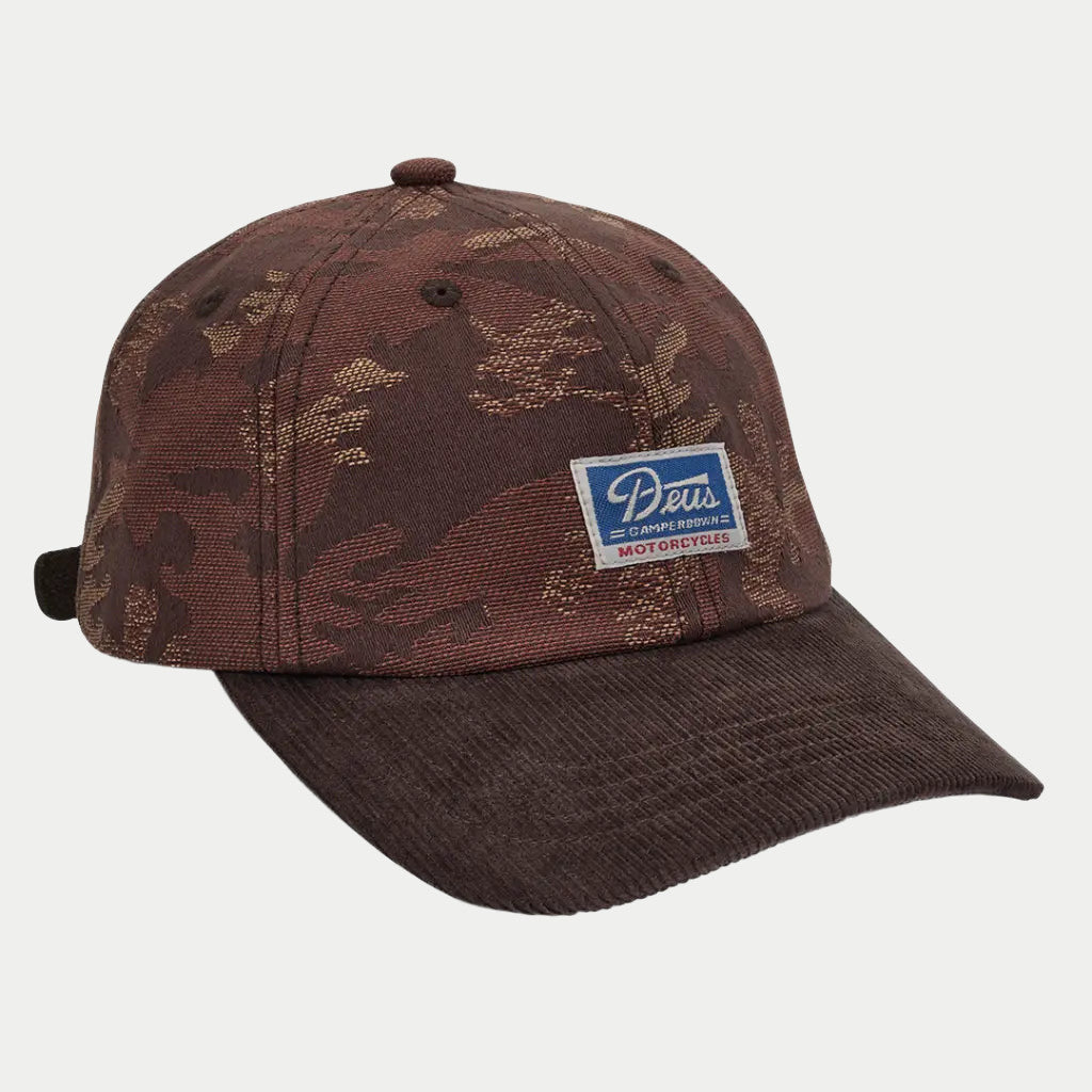 Idaho Cap Auburn, casquette en jacquard camouflage brun et beige à visière en velours côtelé