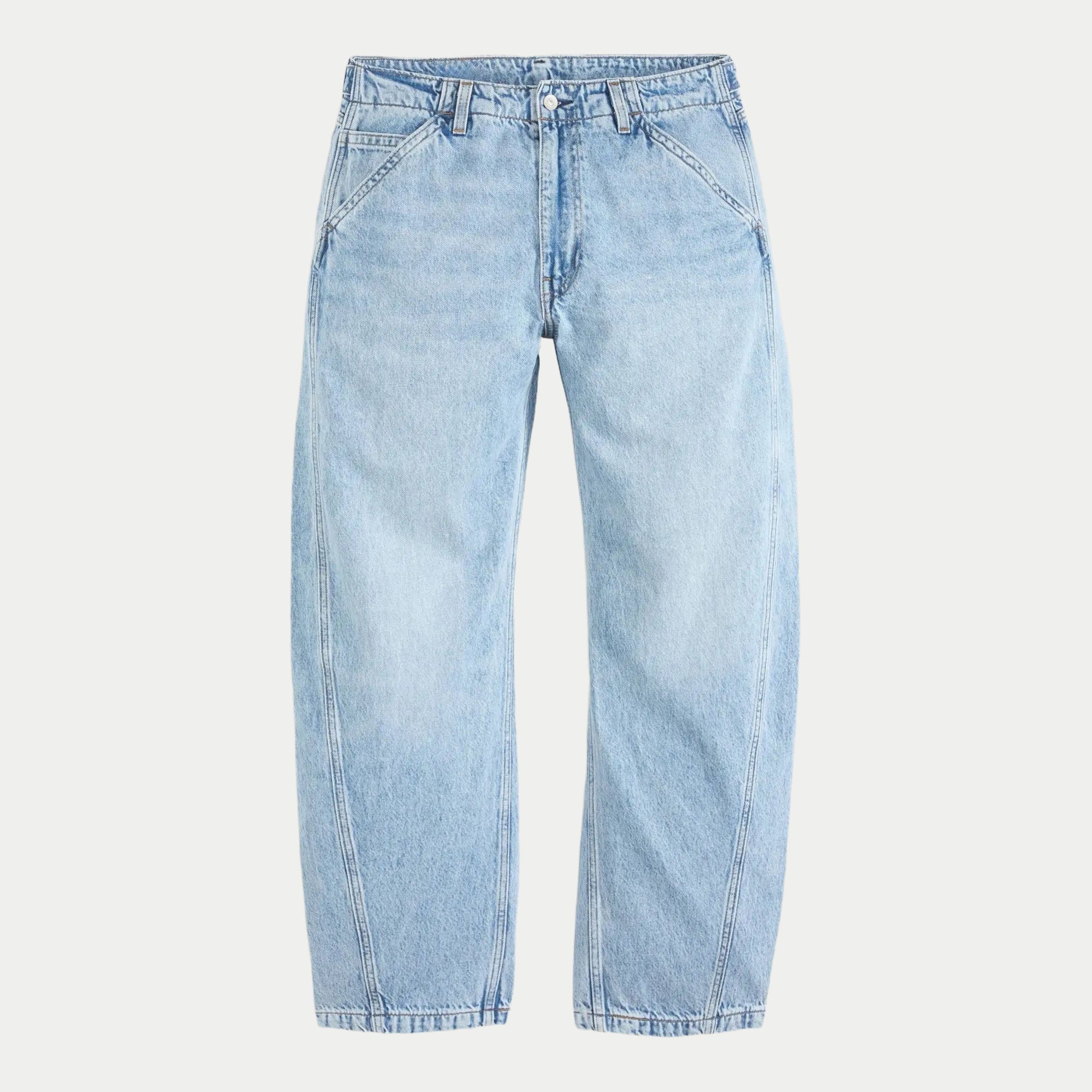 Jean Levi's Baggy Barrel Running The Race, denim bleu clair délavé, vue à plat de face