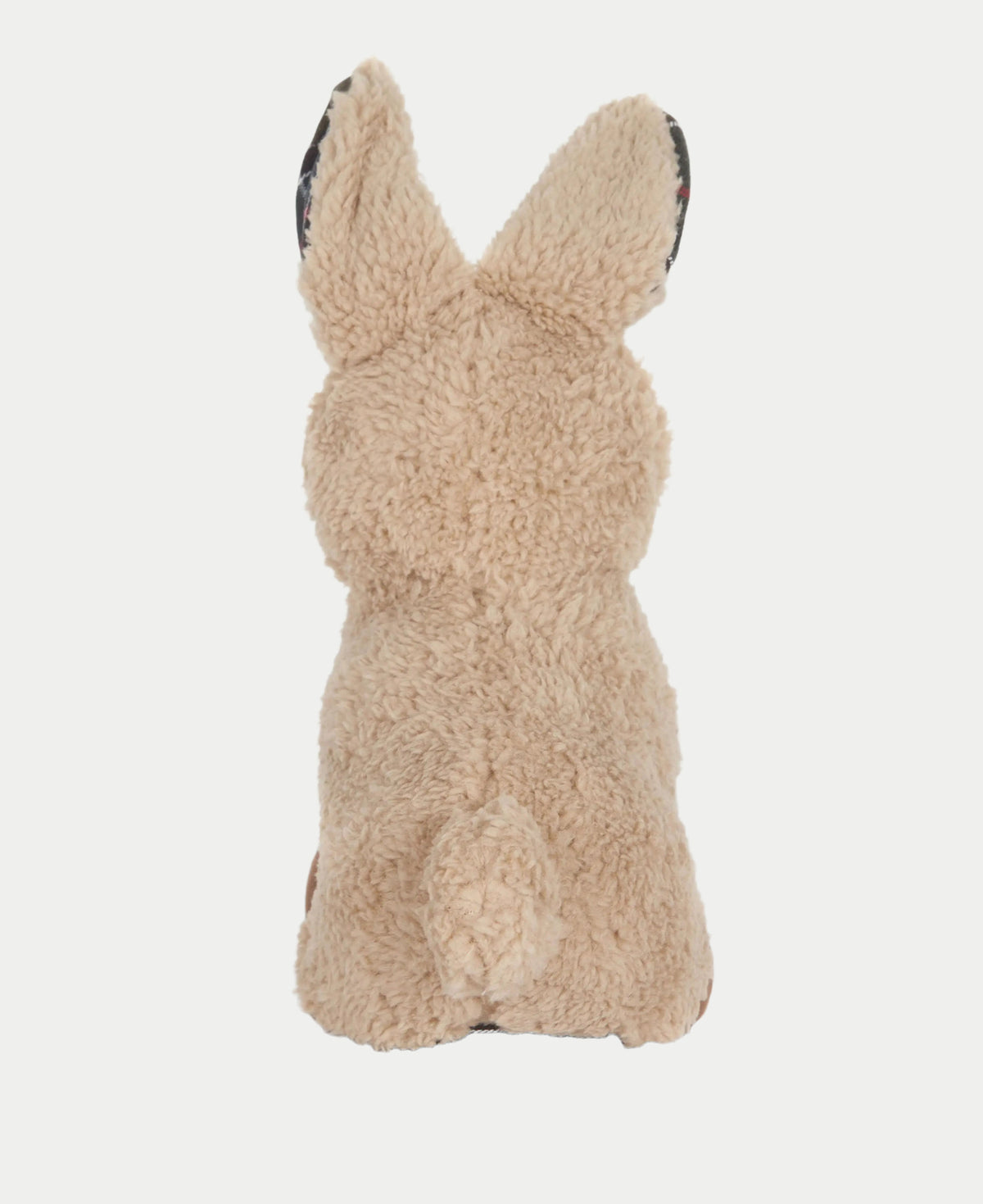 Dos du jouet lapin en sherpa beige, petite queue pompon et oreilles dressées