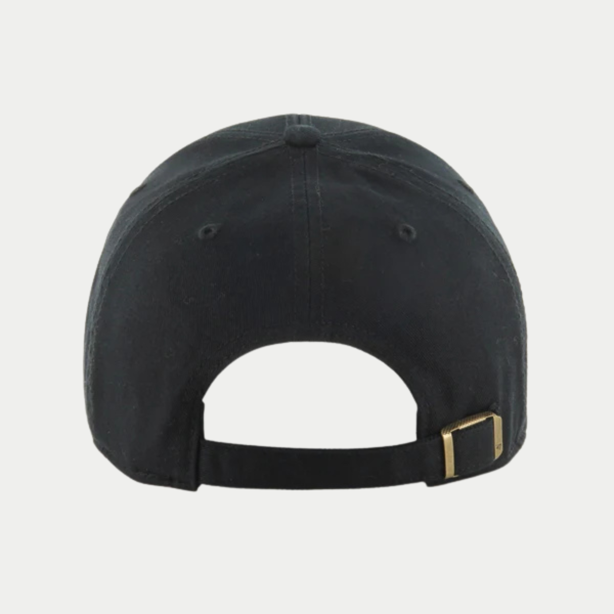 Dos de la casquette MVP Legend noire '47 : sangle réglable en sergé de coton avec boucle métallique dorée.