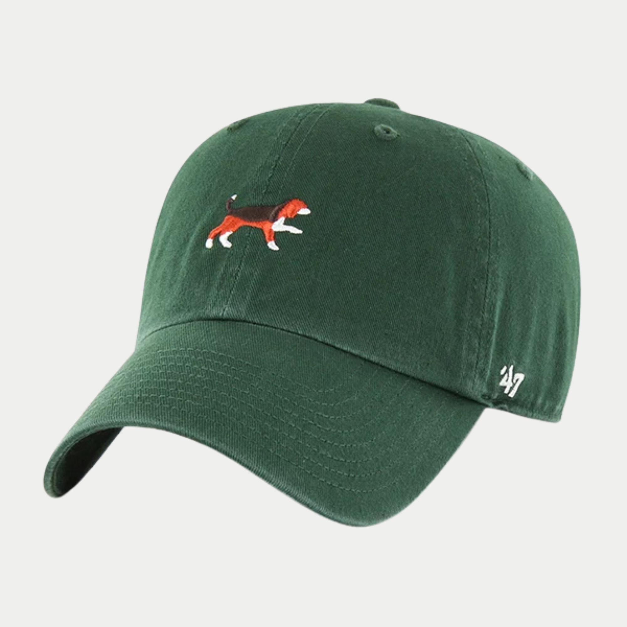 Casquette '47 Clean Up vert foncé, beagle brodé orange et blanc sur le panneau avant