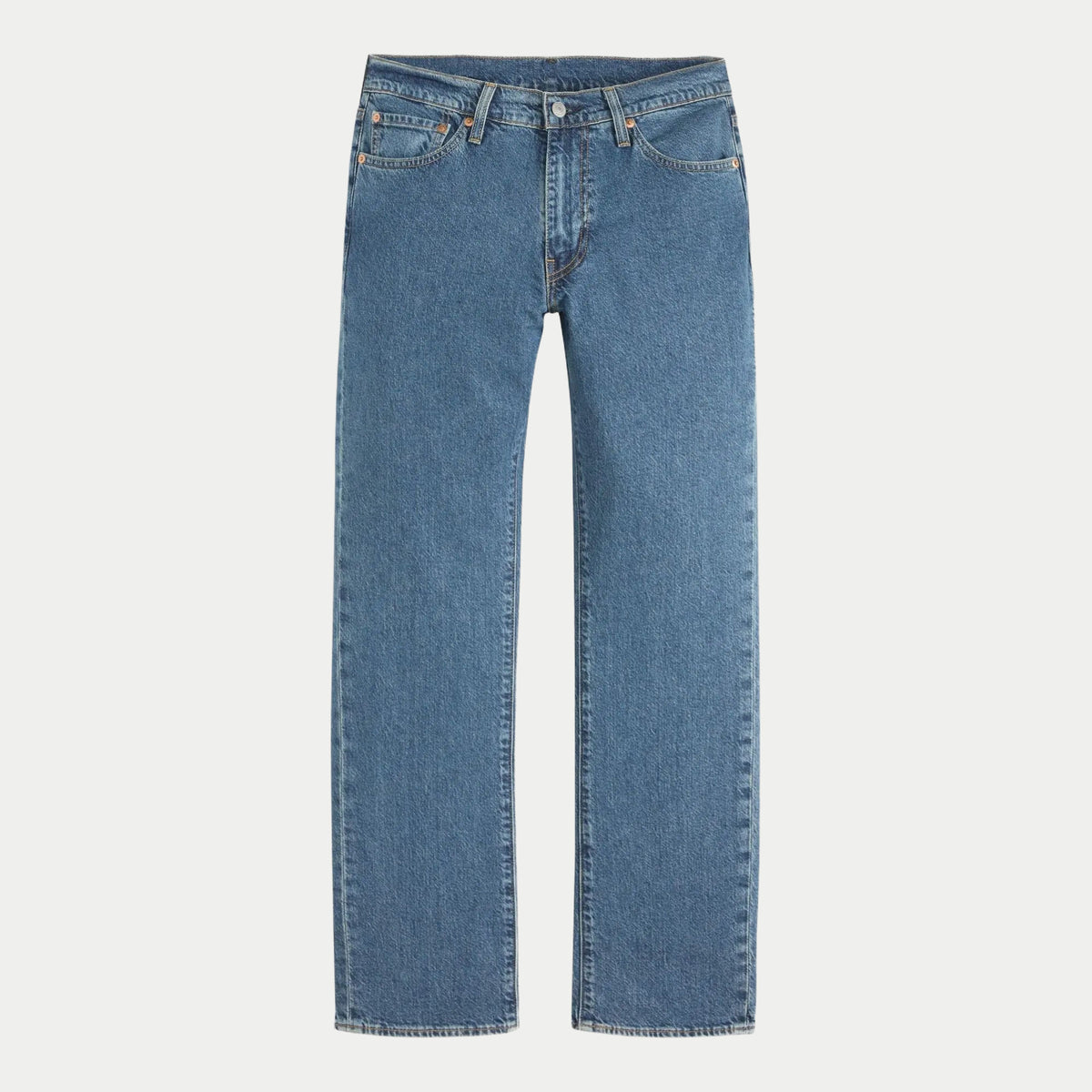 Jean Levi's 511 Slim Laugh It Off, denim bleu moyen, vue à plat de face, cinq poches et braguette zippée