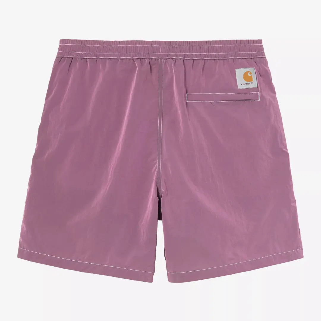 Dos du maillot Canby mauve Gentle Purple : ceinture élastiquée, poche passepoilée, étiquette carrée cousue