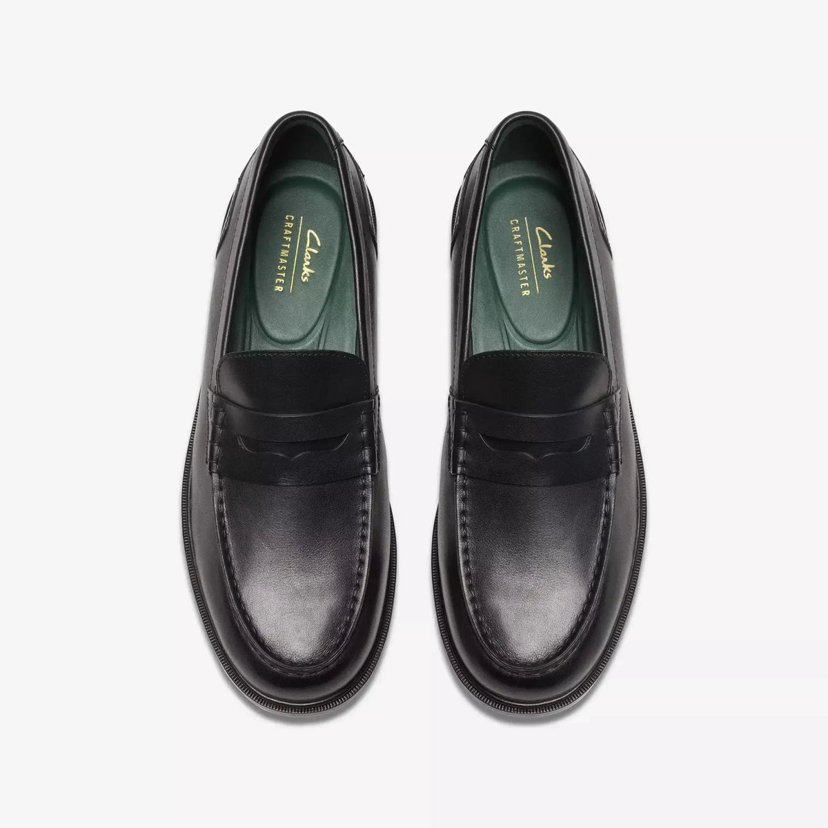 Mocassins Craft James Lo noirs vus de dessus, premières de propreté vertes