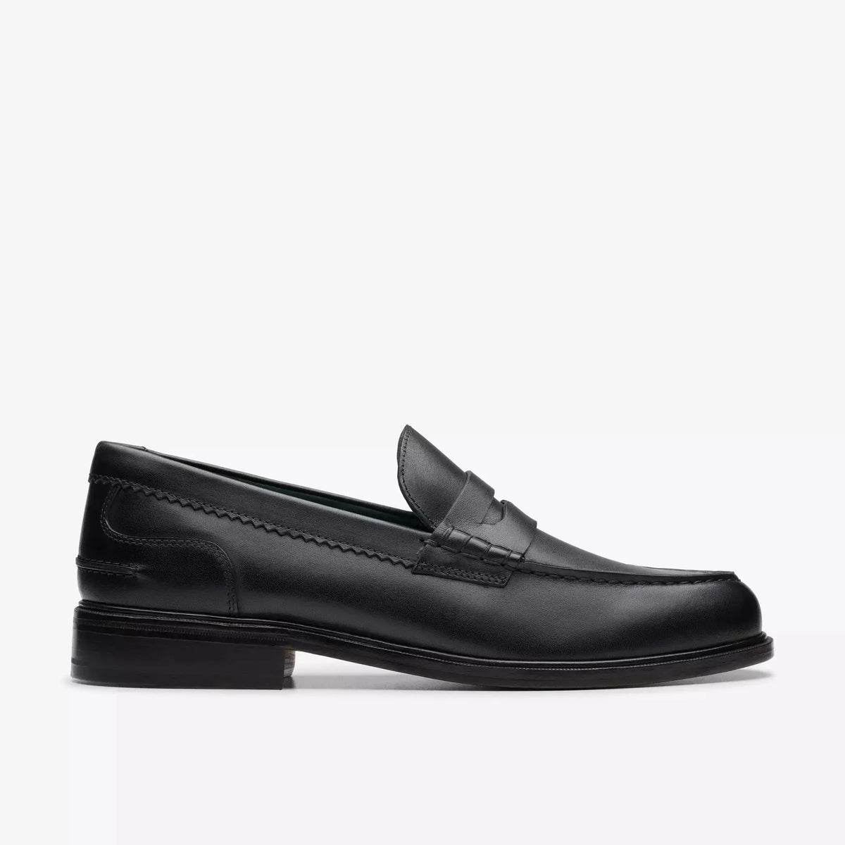 Mocassin Craft James Lo noir en cuir lisse, profil extérieur et bride penny