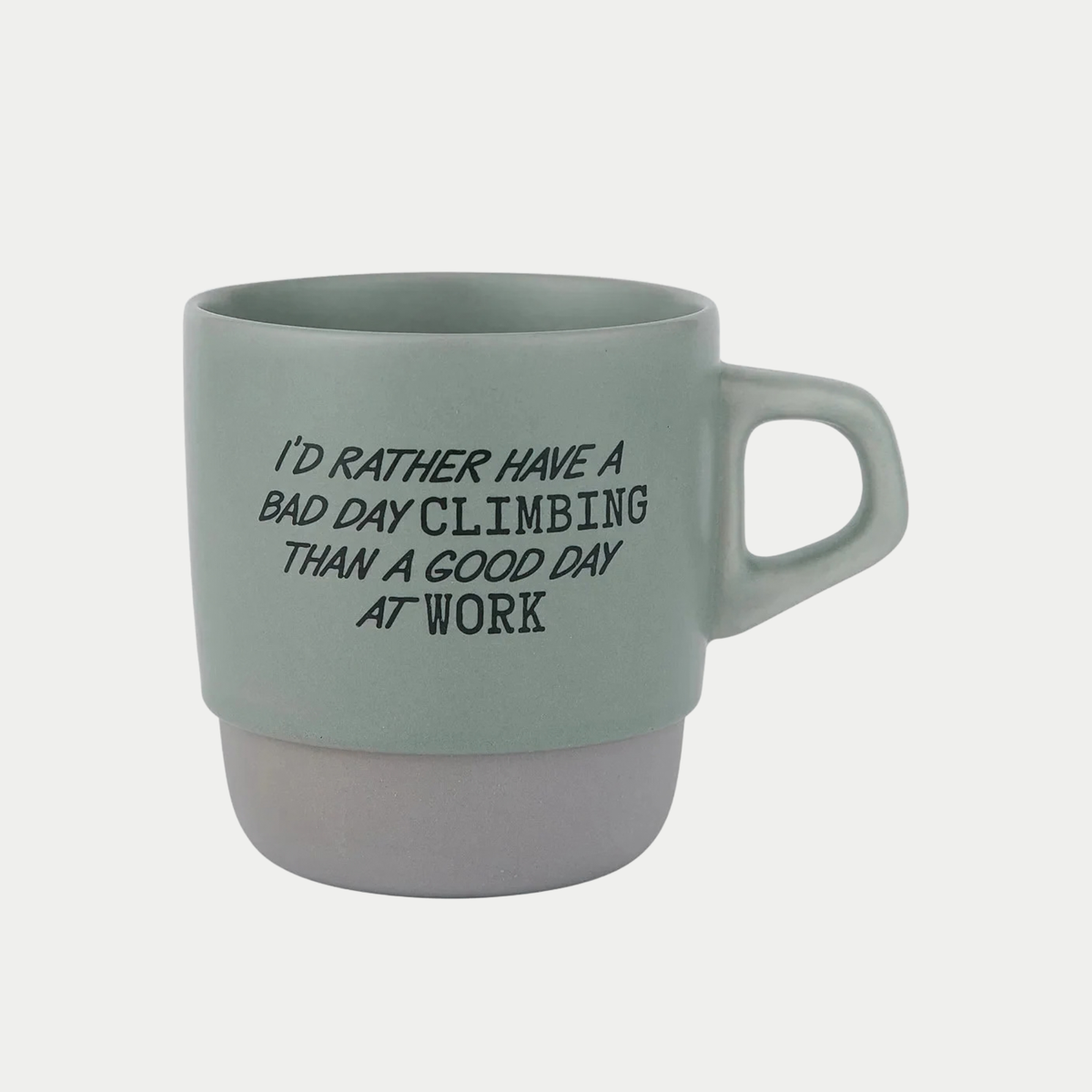 Mug Kinto Gramicci - face slogan, lettrage noir sur la céramique